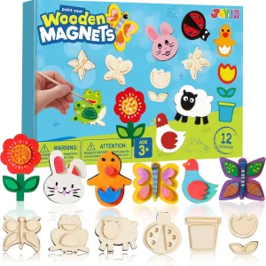 12 Piece Wooden Magnet Painting Kit for Kids