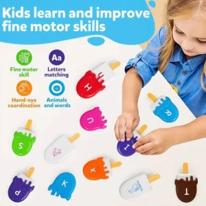 Ice Cream Shape Matching Toy for Kids. Alphabet/Number/Shape Color Puzzle.