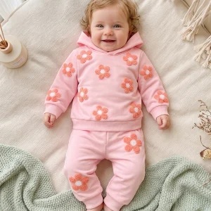 2 Piece Girls Joggers Flower Outfit