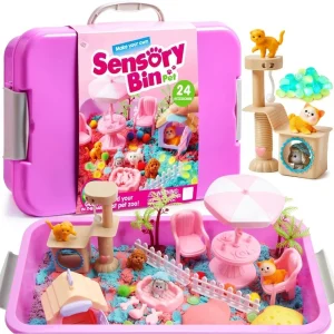 Cute Pet Sensory Bin for KIDS with Glow in The Dark Stones