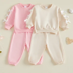 2 Piece Girls Bow Crew Neck Outfit